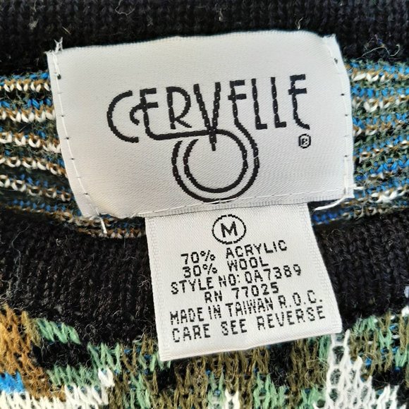 Vintage Cervelle Wool Blend 80s Floral Stripe Knit Oversize Tunic Length Sweater - Picture 5 of 6